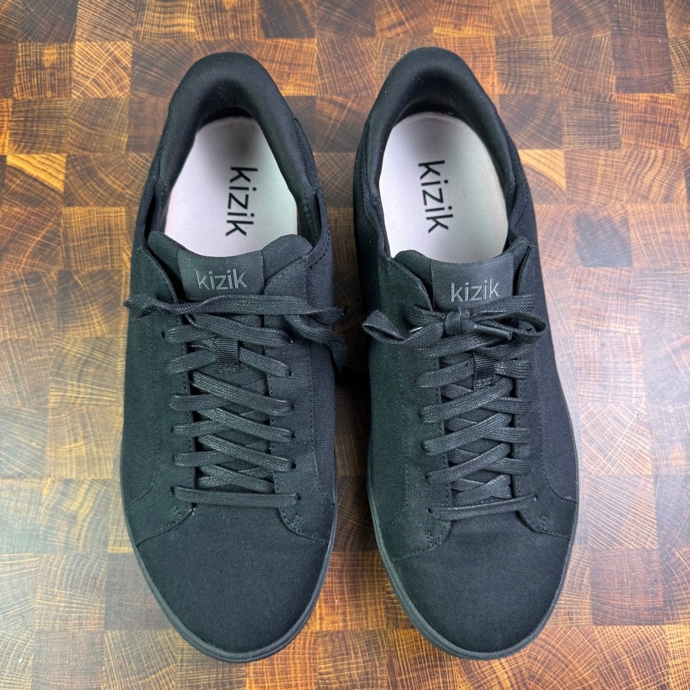 Kizik Irvine Mens 13 Wide‎ Hands Free Shoes Black Canvas Sneakers DIRVBK021302E